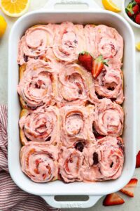 Strawberry Cinnamon Rolls with Lemon Cream Cheese Glaze